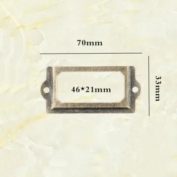 

JD 12pcs 70*33mm Antique Label Box Business Card Box Drawer Decorative Box Gift Box Frame Metal Frame Handle Furniture Hardware