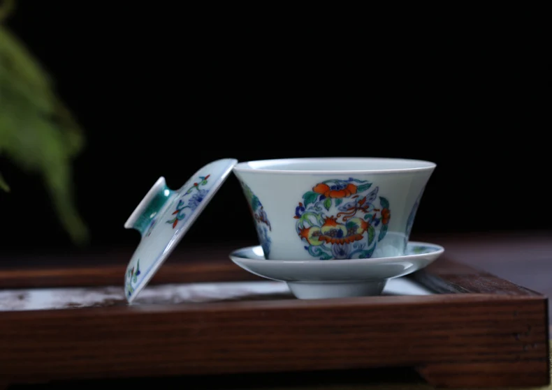 Changwuju в Цзиндэчжэнь Чашки и блюдца Экологичные ручной росписью синий и белый Столкновение цвет кунг-фу китайский чашки чая крышка