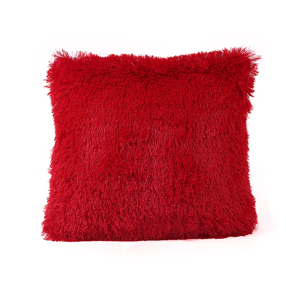 43 см* 43 см, однотонный чехол для подушки, дивана, поясная наволочка для подушки, домашний декор, плюшевая мягкая, 12 цветов, для дома, кофейня, вечерние - Цвет: Red