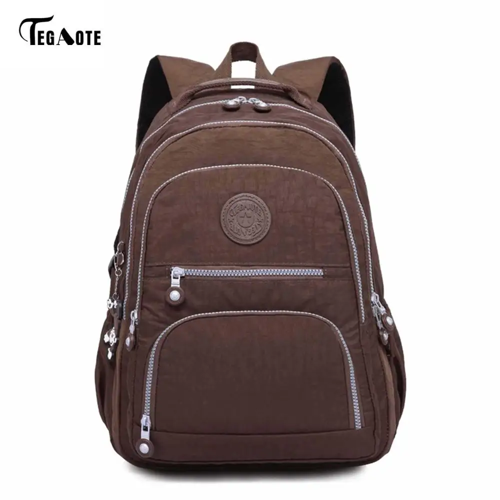 Коричневый TEGAOTE, школьный рюкзак для девочек-подростков, Mochila Feminina, женские рюкзаки, нейлоновый водонепроницаемый повседневный рюкзак для ноутбука, женский рюкзак - Цвет: Коричневый
