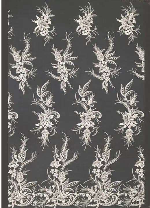 

Fashion Embroidered lace & Mbroidered French lace fabric Ivory with African lace for wedding dress fabric