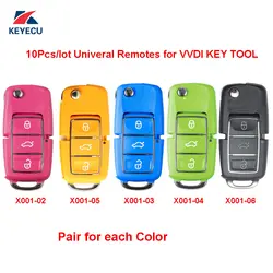 XHORSE 10 * X001 серии Красочные (розовый, синий, желтый цвет зеленый черный) VW B5 Стиль универсальный пульт брелок 3 кнопки для VVDI ключевым