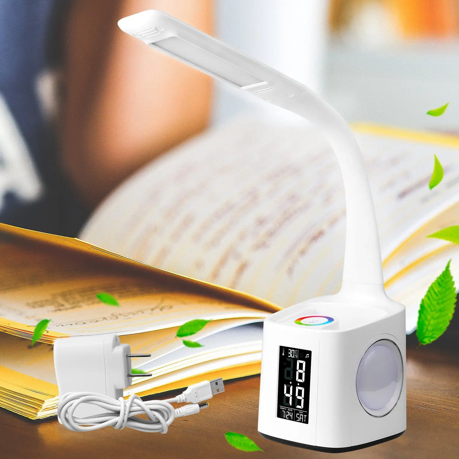 

American Plug LED Desk Lamp With USB Charging Color Night Light Kids Dimmable LED Table Lamp With Pen Ho