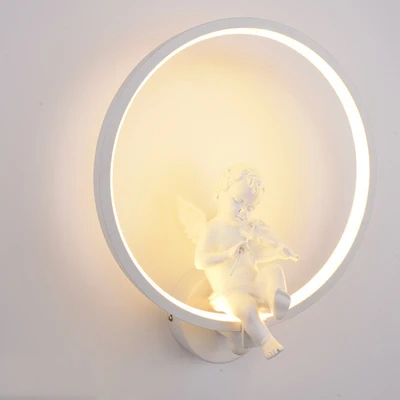 Современные настенные светильники, художественный ангел, нордическая креативная лампа для гостиной, спальни, прикроватный кронштейн для освещения, мощный светодиодный Блеск для дома Dero - Цвет абажура: Angle violin white