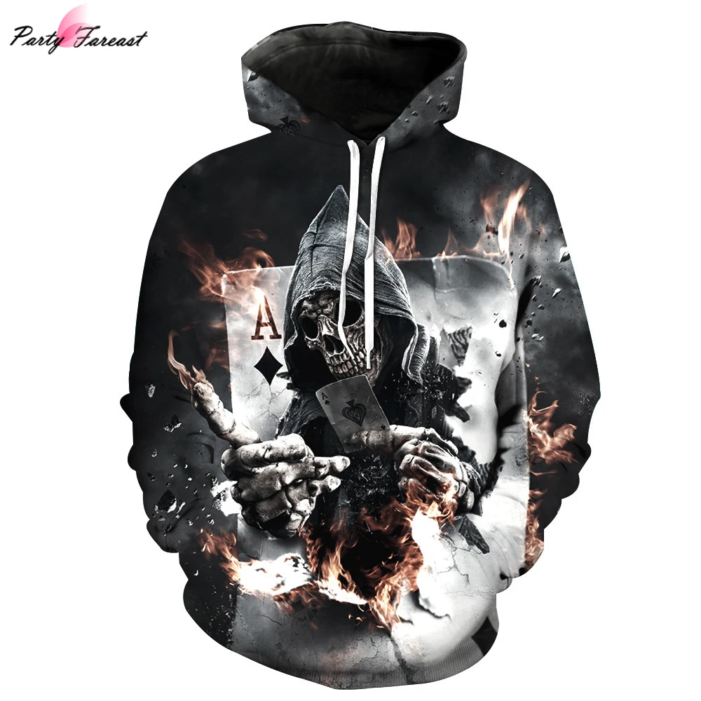 Partyfareast Fashion Skulls Hoodies Men/Women 3d Sweatshirts With Hat