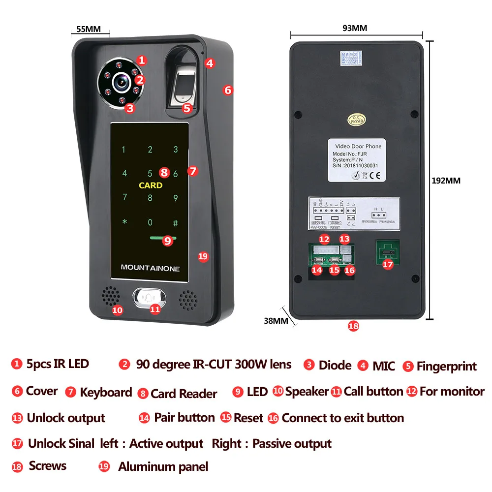 7inch Wired Wifi Fingerprint IC Card Video Door Phone Doorbell Intercom System with Door Access Control System,Support APP 7inch Wired Wifi Fingerprint IC Card Video Door Phone Doorbell Intercom System with Door Access Control System,Support APP