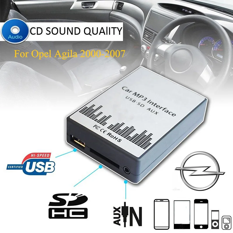

SITAILE USB SD AUX car MP3 music player Adapters CD machine for Opel Agila 2000-2007 (non Navi) 8+6Pin Interface Car Kit Styling
