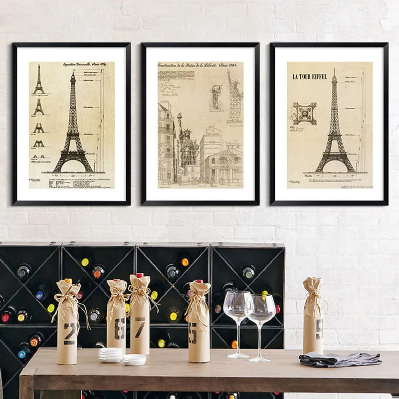 HAOCHU-Nordic-Canvas-Painting-European-Style-Living-Room-Decorative-Paintings-Retro-Caffe-Paintings-Building-Eiffel-Tower (2)