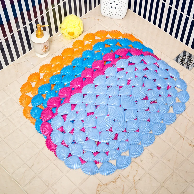 

4/Color Creative 38cm*68cm Non-Slip Bath Mat Shell Style Soft Foot Massage Pad Anti-Mildew Washable Bathtub Shower Mat