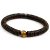 Concha de coco Natural de 9MM con piedra de ojo de tigre de 10MM, pulsera con cuentas hombres, joyería budista tibetana hecha a mano, envío directo ► Foto 3/6