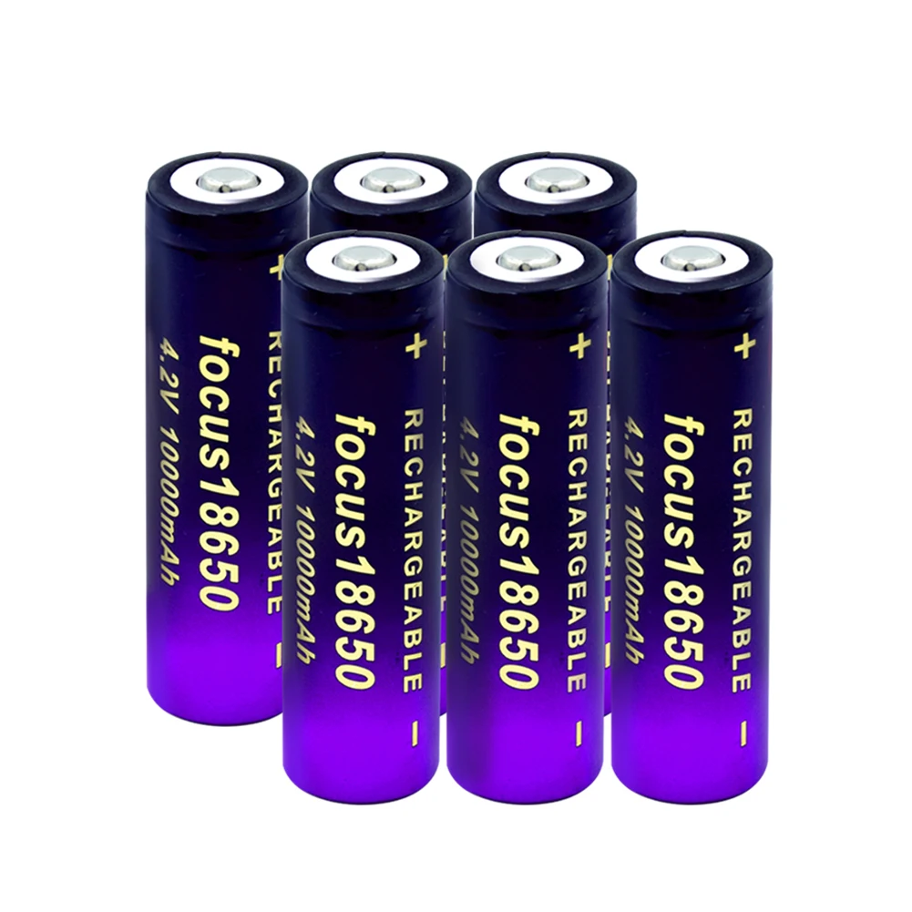 6/8/10 шт Li Ion 18650 10000mAh батарея 3 7 V Кнопка Топ фонарь на батарейках банк питания радио