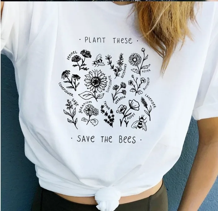 

save the bees tshirt harajuku t shirt aesthetic print women plus size vintage casual streetwear korean clothes