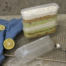 251 мл коробочка для мороженого длинная прозрачная пластиковая коробка для Мусса Кондитерская подставка для торта коробки W9230