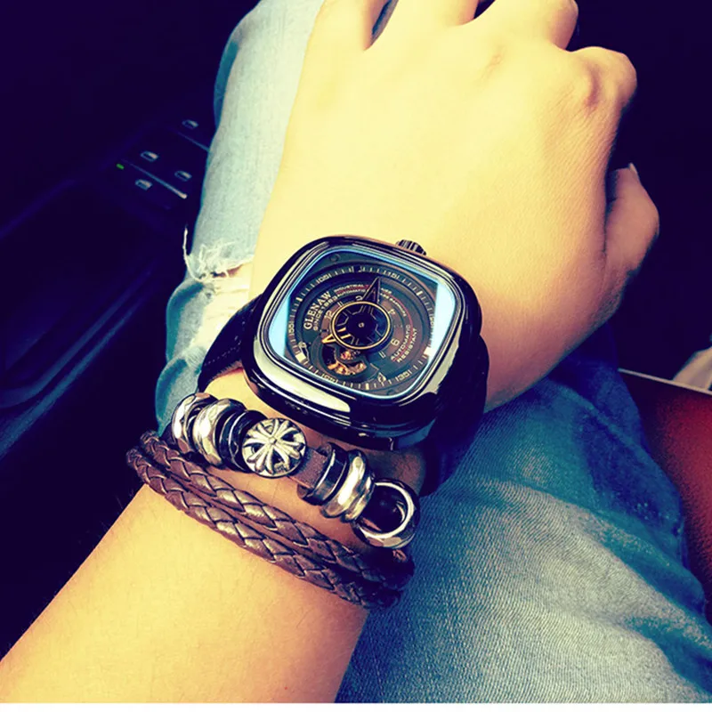 GLENAW 2019 أعلى العلامة التجارية الفاخرة ساعة رجالي 30 m للماء تاريخ ساعة مربع رجل الميكانيكية ووتش العسكرية ساعة اليد Relogio GLENAW 2019 أعلى العلامة التجارية الفاخرة ساعة رجالي 30 m للماء تاريخ ساعة مربع رجل الميكانيكية ووتش العسكرية ساعة اليد Relogio