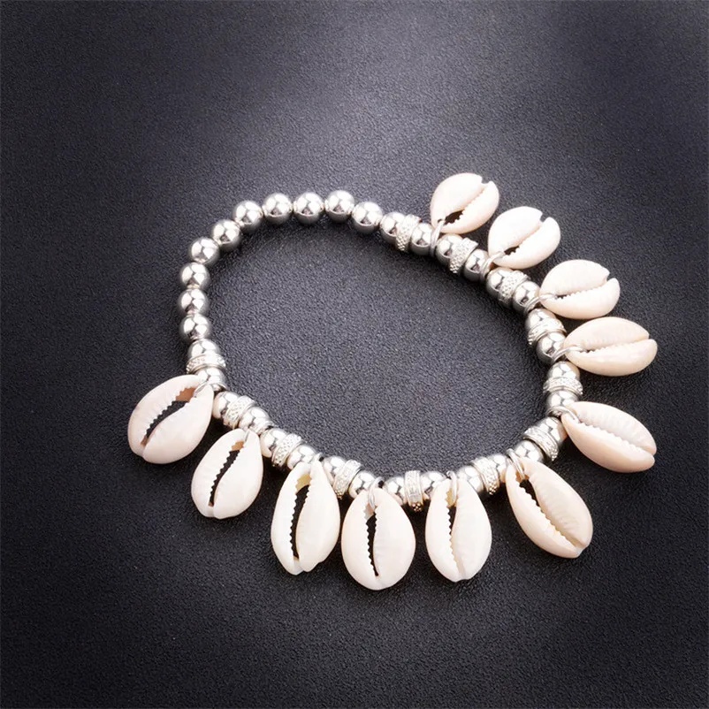 NEW Beads anklets for women Cowrie Beach Anklet Natural Shell and Wood Beads Bohemian Ankle Bracelet Sandals Pulseras J28#N (3)