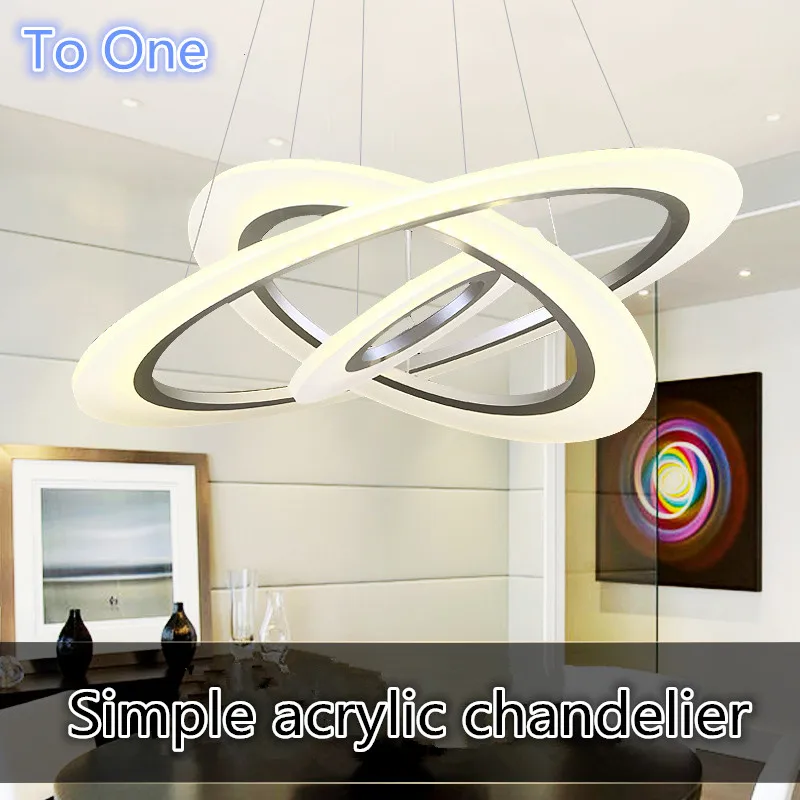 

Suspension LED chandelier, Acrylic chandelier lamp rings for dinning room circle lustre lights white finish 110V 220V