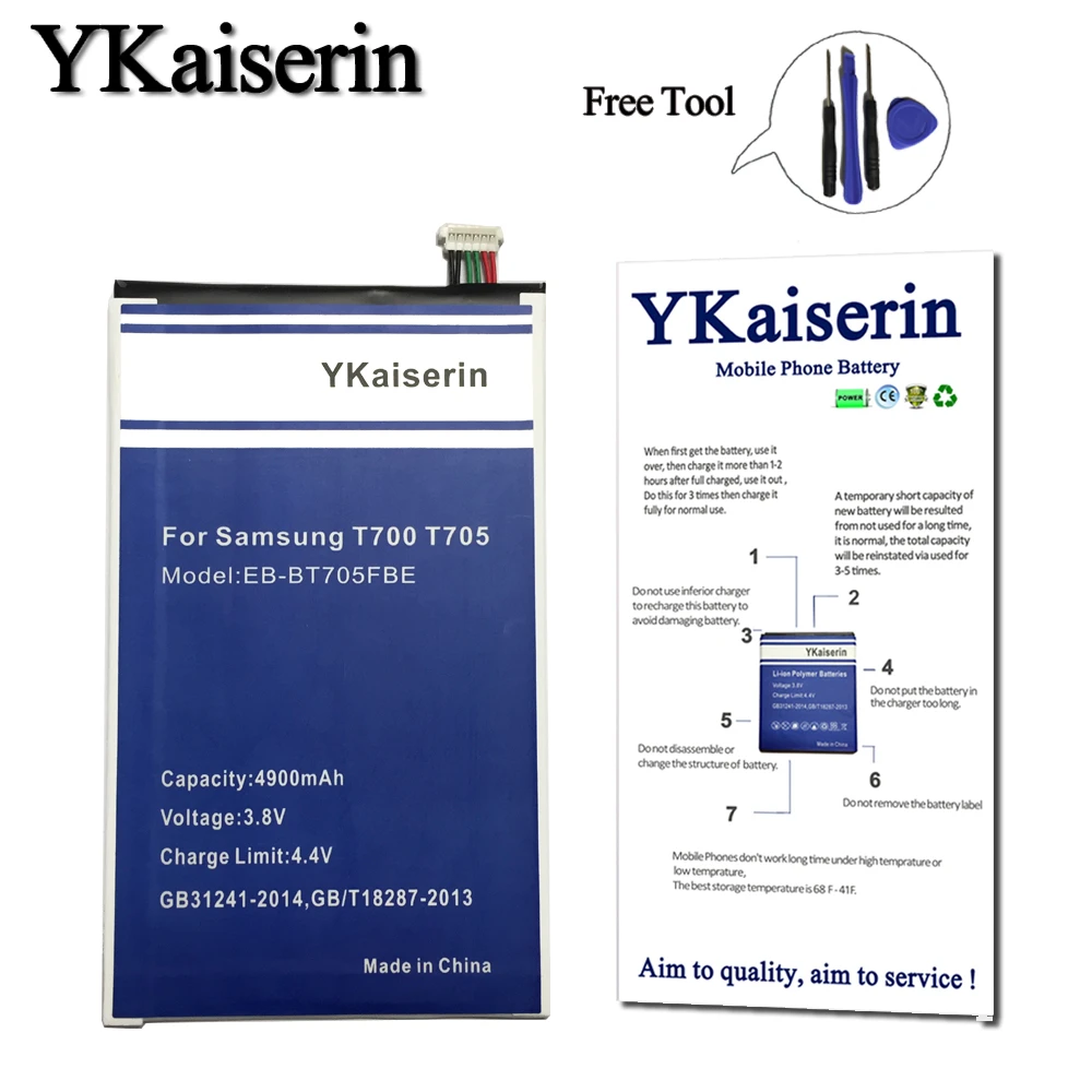 

Free Tool+YKaiserin 4900mAh Li-ion Battery For Samsung GALAXY Tab S 8.4 SM T700 T705 Replacement Batteries EB-BT705