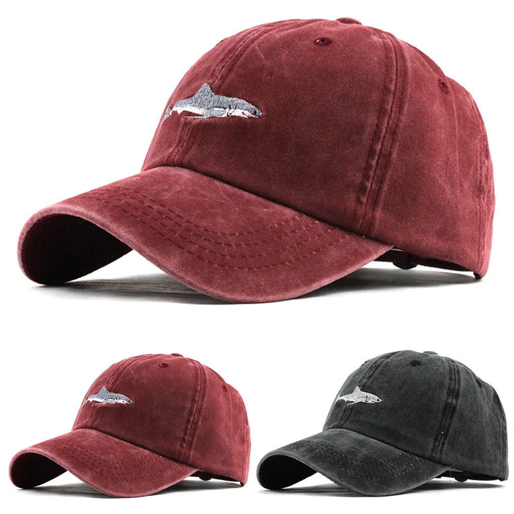 

2019 New Mesh Baseball Cap One Size Unisex Outdoor Cotton High Quality Shark Embroidered Unisex Baseball Caps Adjustable L405A