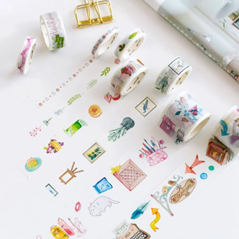 

10pcs/lot Sticky Paper Masking Tape Sakura Unicorn Adhesive Tapes Cute Japanese Stationery Kawaii Scrapbooking Stickers