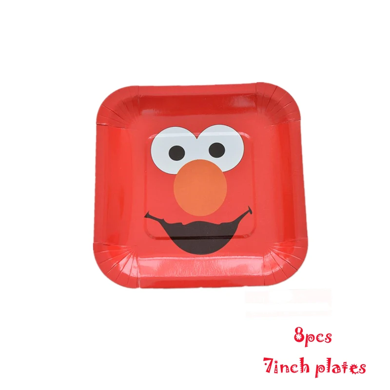 Omilut Seasame Street Elmo товары для вечеринок на день рождения Elmo одноразовая скатерть/чашки/тарелки Elmo воздушные шары - Цвет: 8pcs 7inch plates