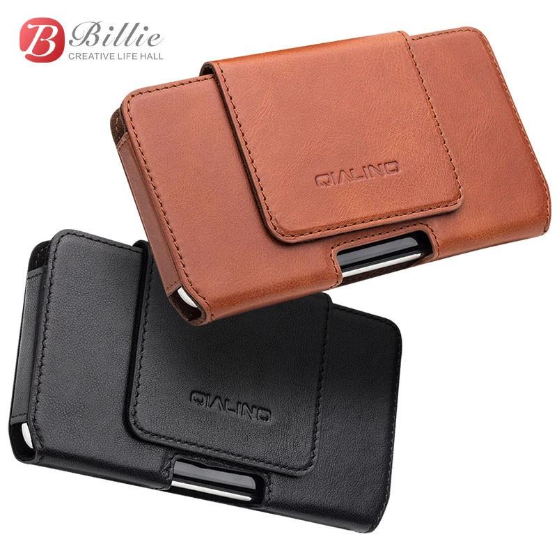 QIALINO Phone Bag Case For iPhone X Waist Belt Bag Pocket Cover for iPhone 10 luxury Genuine Leather Case for iPhone XS 5.8 inch iphone 8 plus wallet case