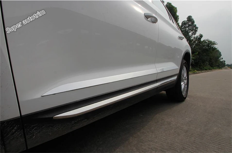 

Lapetus Side Car Door Body Strip Streamer Plate Cover Trim 4 Pcs / Set Fit For Skoda Kodiaq 2017 2018 2019 Stainless Steel