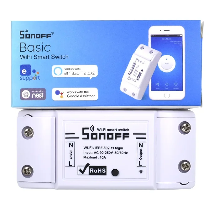 Sonoff базовый Wifi переключатель DIY беспроводной пульт дистанционного управления Domotica светильник интеллектуальное реле для домашней автоматизации модуль контроллер работа с Alexa 10 шт