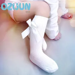 2017 New Arrival 0-2Y/2-4Y Children Bow Tie High Canister Princess  Mesh Aiti-Slip Sweat Baby Girl Socks