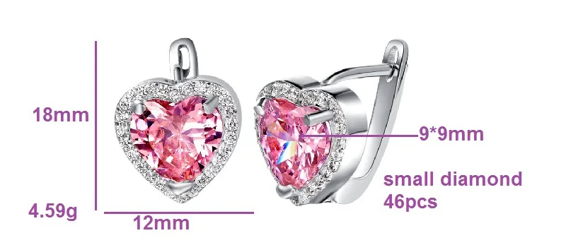 US сток скидка 5% женские розовые серьги в форме сердца Большие серьги "любовь" модные серьги-гвоздики для женщин Brincos орнамент Uloveido R719