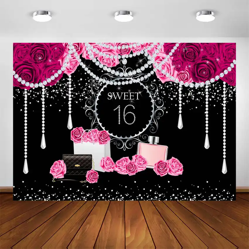 Sweet 16 Birthday Banner
 Sweet 16 Birthday Banner Personalized Name Colorful Balloon Background