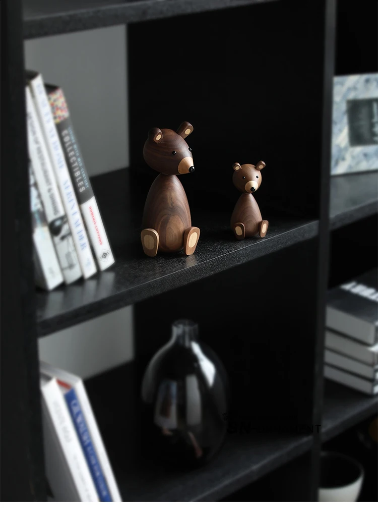 Нордический орех коричневая фигурка медведь креативный цельный деревянный датский кукольный европейский домашний декор ремесла