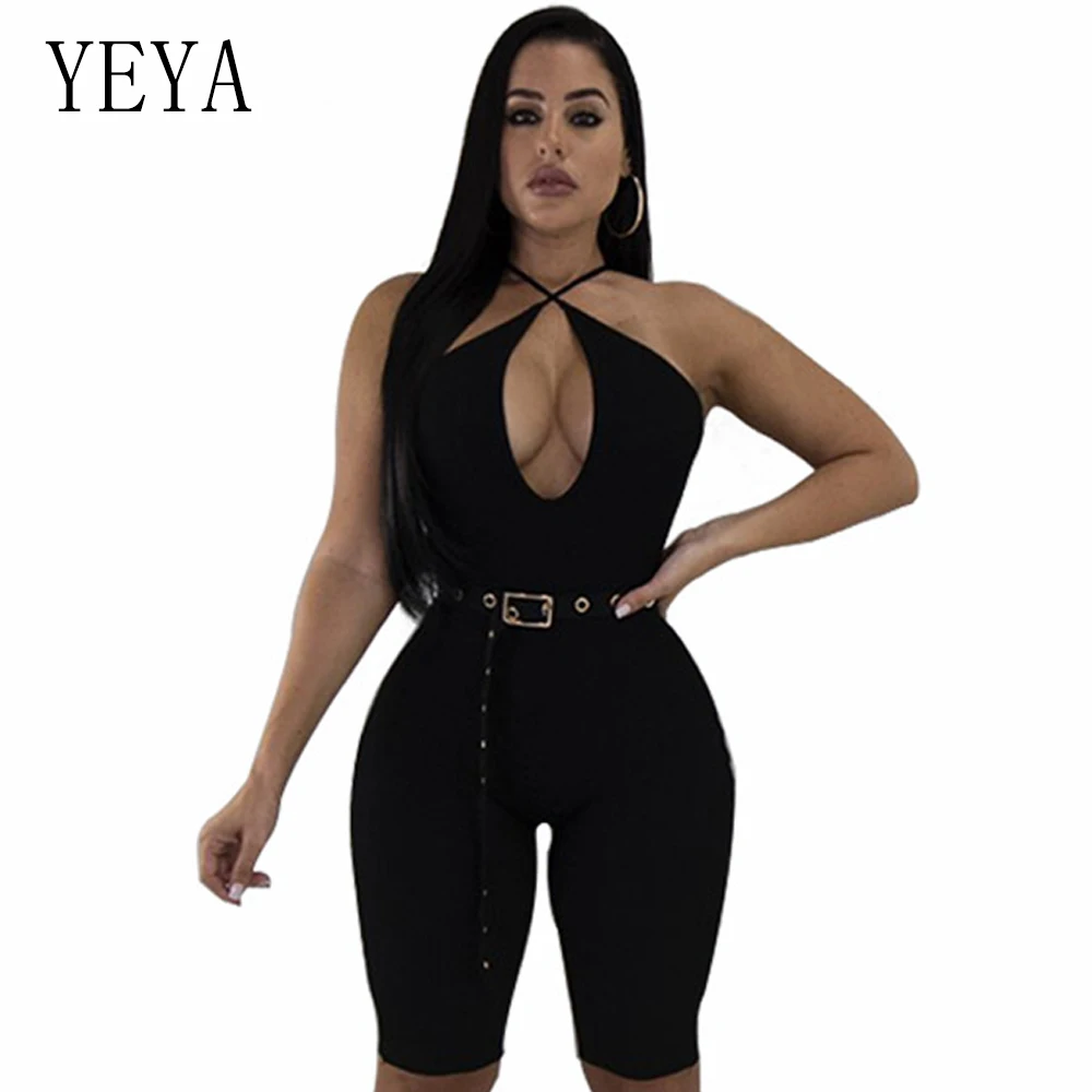YEYA Summer Playsuit Sexy V Neck Spaghetti Strap Short