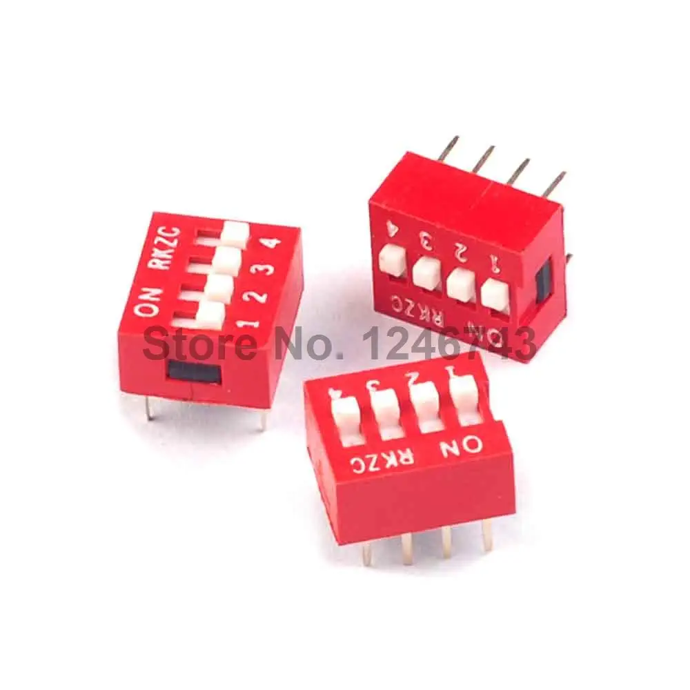 10pcs 4P 4 Position DIP Switch 2.54mm Pitch 2 Row 8 Pin DIP Switch 