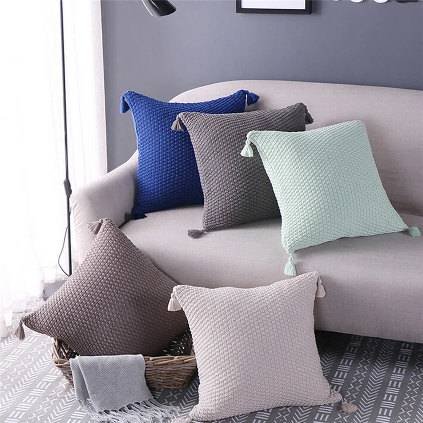 

Acrylic fibres Knitting Fashion Throw Pillow Tassels Cases Square Cushion Insert is Sol C Separately #30