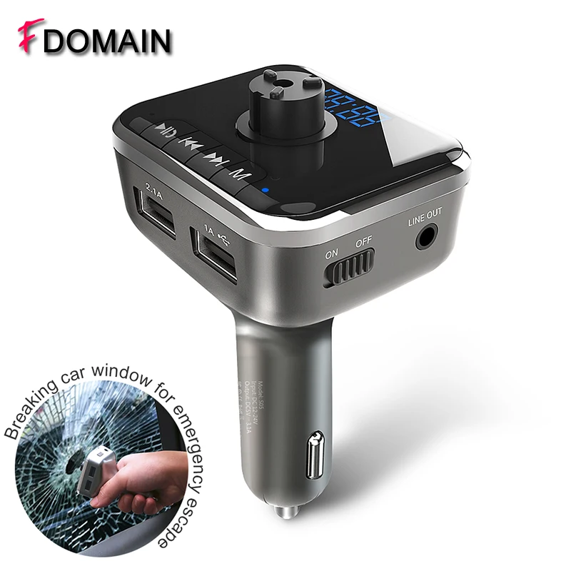

FDOMAIN Multifunction car Bluetooth handsfree kit auto FM Audio Transmitter Modulator Lossless Music MP3 Player Dual USB Charger