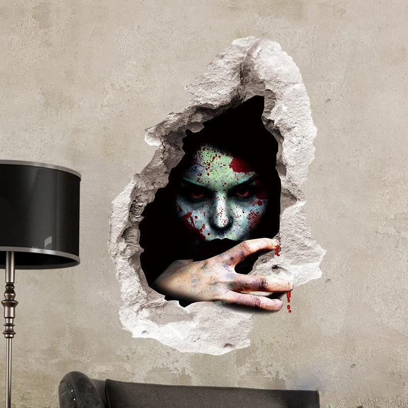 45*60 см Хэллоуин ужас женский призрак нарушение стене украшение для стен, для бара вечерние страшный фон декоративный реквизит
