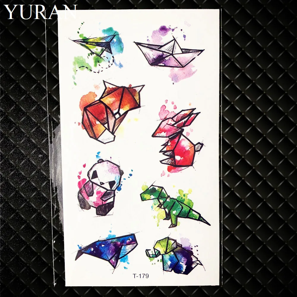 Geometry Cat Elk Wolf Temporary Tattoo Women Body Arm Water Transfer Tattoo Men Makeup Tatto Sticker Bracelet Deer Animal Zoo