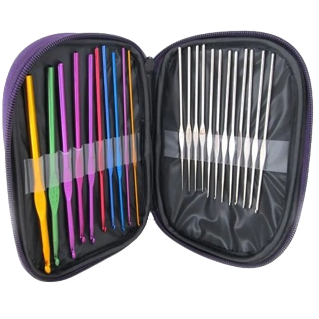 

22Pcs Set Multi-colour Aluminum Crochet Hooks Needles Knit Weave Craft Yarn Sewing Tools Crochet Hooks Knitting Needles