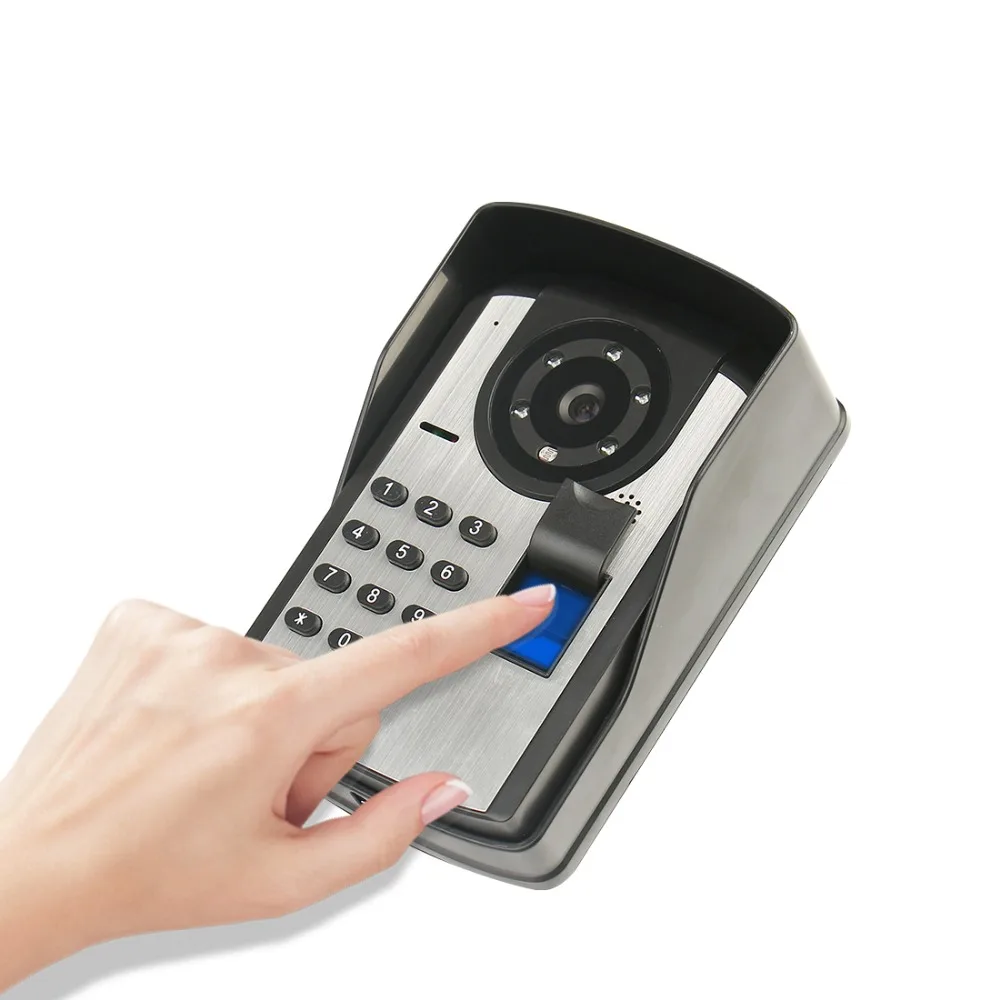 7 ''проводной видео телефон двери отпечатков пальцев открытый блок ИК Ночное Видение пароль разблокировки камера водонепрони