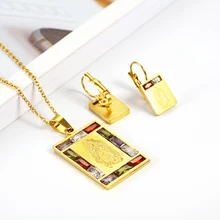 OUFEI Ювелирные наборы из нержавеющей стали, колье с кулоном с религиозной символикой, серьги, набор для женщин, мода, ювелирные аксессуары, ювелирные изделия