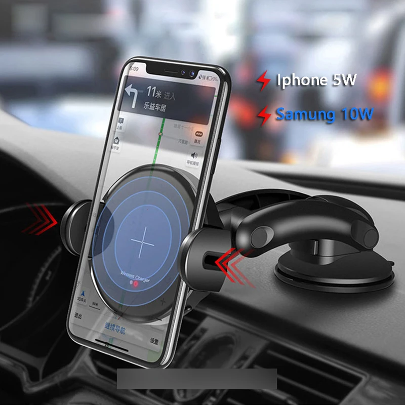 

Smart Wireless Infrared Charging Phone Holder For Iphone for Samsung Air Vent/Suction Cup Car Accessories Navigator Bracket