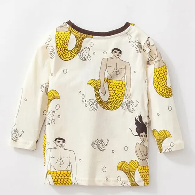Little maven children brand baby boy clothes 2018 autumn boys cotton long sleeve tops mermaid print t shirt 51171 2