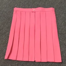 Розовый красный цвет темно-розовый цвет Высокая талия плиссированные юбки косплей школьная форма юбка