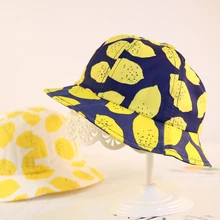 НОВАЯ шапка для младенца с принтом, детская Панама для девочек, милая хлопковая пляжная кепка с фруктами, летняя уличная короб со створками от солнца