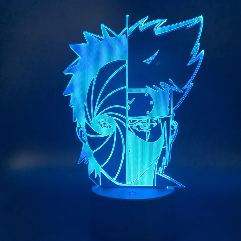 Фигурка Наруто Hatake Kakashi и Uchiha Obito 3d светильник светодиодная ночная лампа с