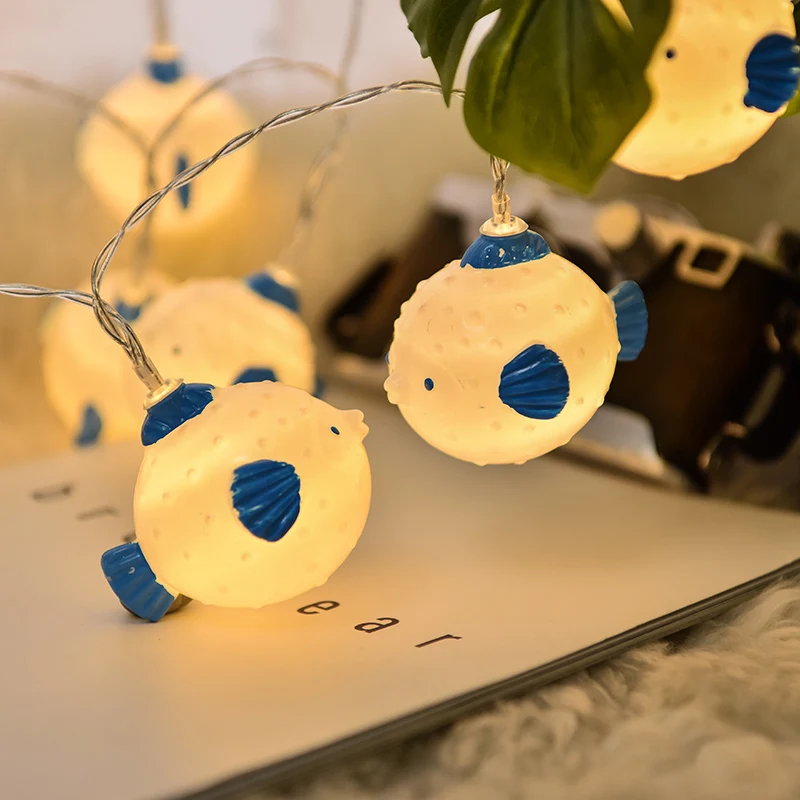 20Led сказочная Морская жизнь надувная пуферрыбка Батарейная коробка гирлянда 3 м
