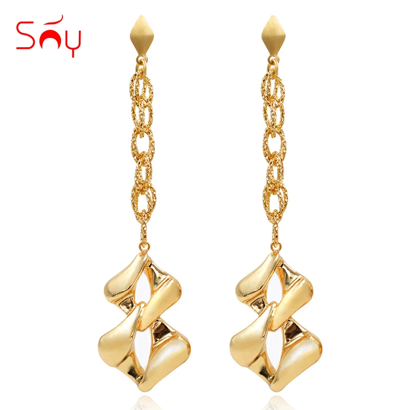 

Sunny Jewelry Fashion Jewelry 2019 Women's Long Drop Dangle Earrings Copper High Quality Geometric For Party Wedding Daily Wear