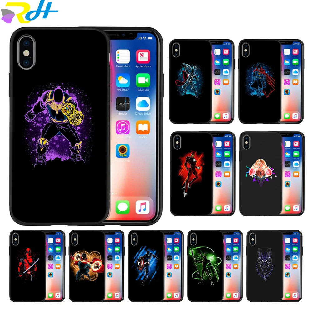 

Phone Case Fashion Avengers: Endgame For iPhone Xr Xs Max Case for iPhone 5G 5S SE 6 6s 7 8 Plus Black TPU Soft silicone Cover