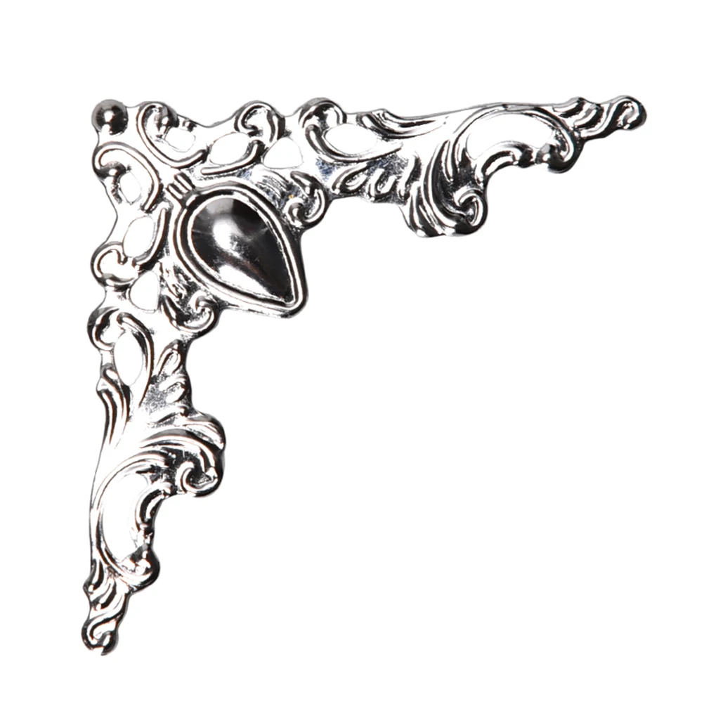 

12pc Silver Furniture Corner Brackets Jewelry Chest Wine Case Box Book Scrapbook Album Corner Protector Decor Hardware