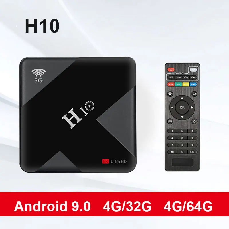 

H10 Smart TV Box Allwinner H6 Android 9.0 2.4G 5G WiFi USB 3.0 HDMI 2.0 Set Top Box Support 6K HDR H.265 4G+32G/64G Media Player
